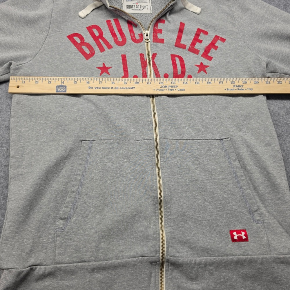 Under Armour Roots of Fight Bruce Lee JKD Hoodie Mens Medium Gray Zip Sweatshirt